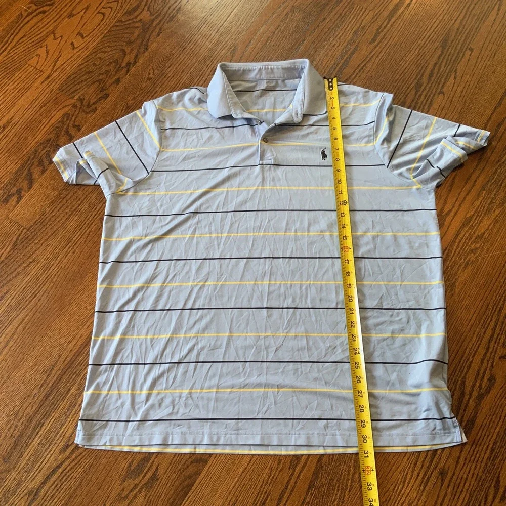 Ralph Lauren‎ Shirt Mens 2XL Blue Striped RLX Short Sleeve Performance Polo